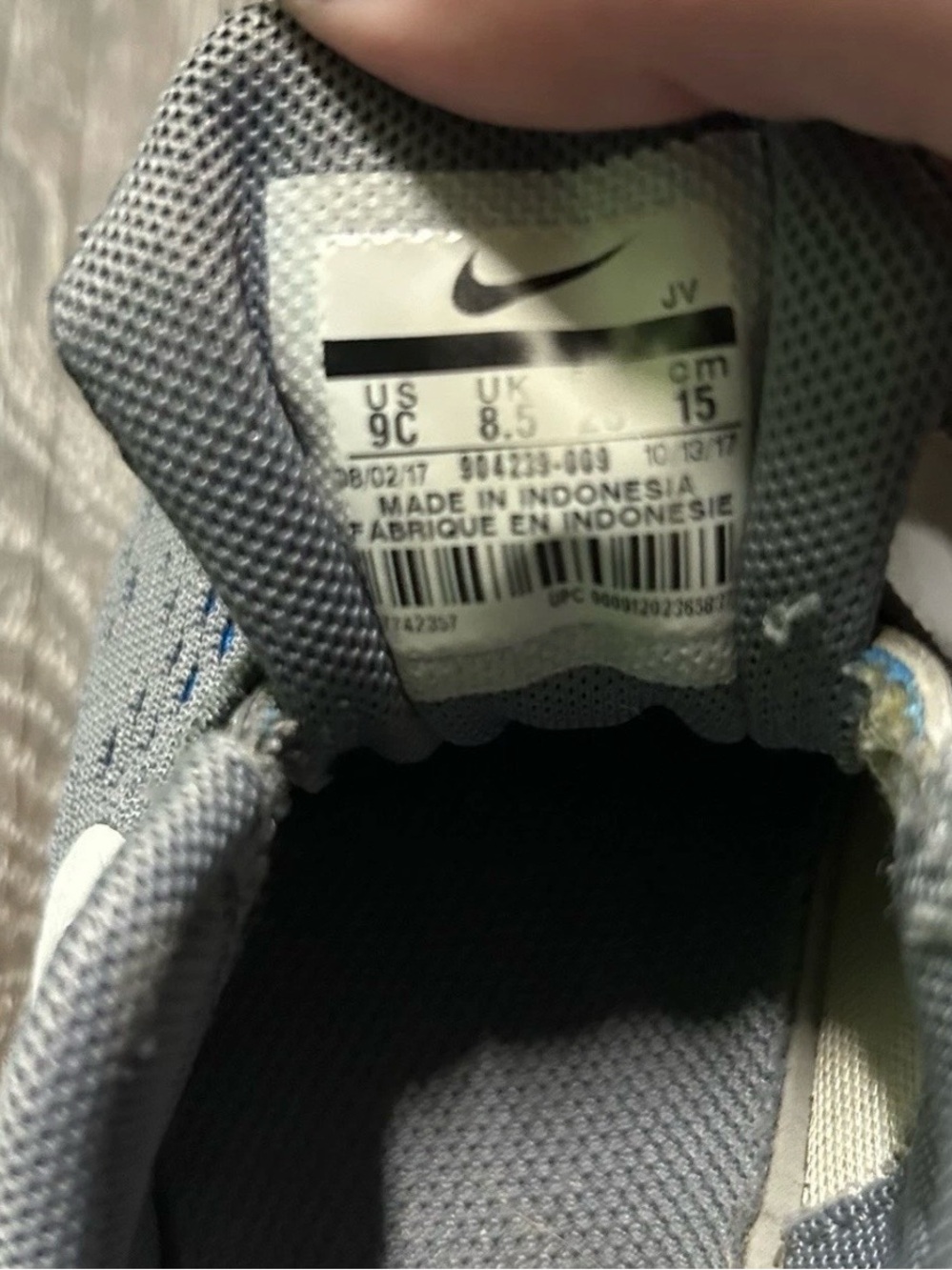Toddler Boy Nike Grey Blue Running Sneakers Easy Closure Size 9 - Picture 4 of 4
